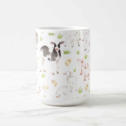 Hand gezeichnete Watercolortiere auf dem Bauernhof Kaffeetasse (Mittel)