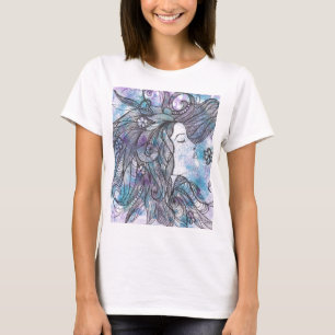 Hand gezeichnete weibliche Bella Leinwand Flowy T-Shirt
