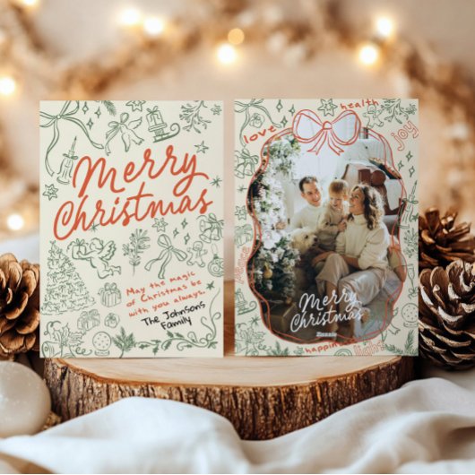 Hand gezeichnete Weihnachtskarte Feiertagskarte