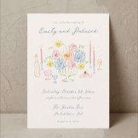 Hand gezeichnete Whimsical Funky French Pastel Wed