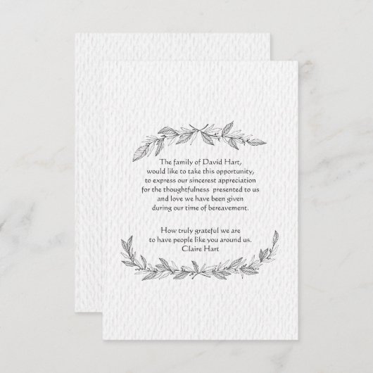 Hand-Gezeichneter Blätter-Trauerfall danken Ihnen Dankeskarte (Vorne/Hinten)