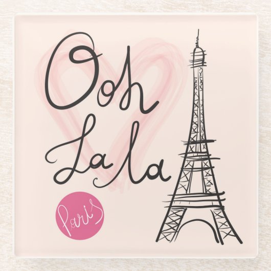 Hand gezeichneter Eiffel-Turm Glasuntersetzer (Vorderseite)