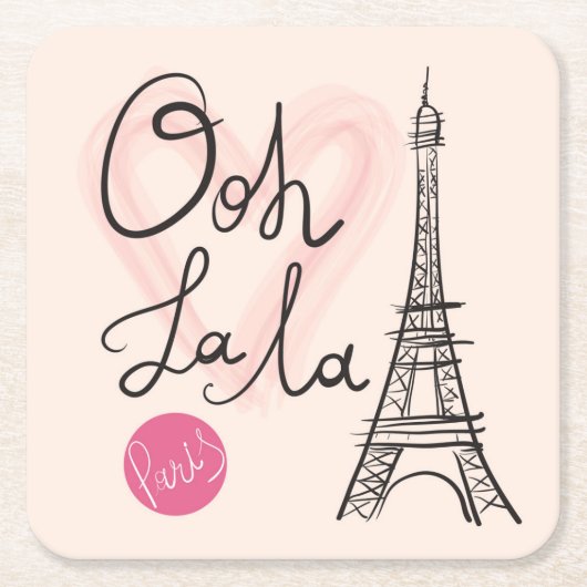 Hand gezeichneter Eiffel-Turm Rechteckiger Pappuntersetzer (Vorderseite)