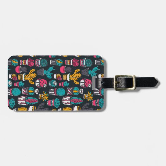 Hand gezeichneter Kaktus im Skizze-Art-Muster Gepäckanhänger (Vorderseite horizontal)