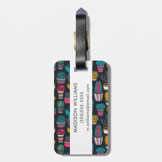 Hand gezeichneter Kaktus im Skizze-Art-Muster Gepäckanhänger (Rückseite vertikal)