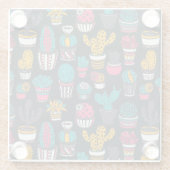 Hand gezeichneter Kaktus im Skizze-Art-Muster Glasuntersetzer (Rückseite)