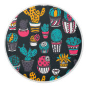 Hand gezeichneter Kaktus im Skizze-Art-Muster Keramikknauf (Vorderseite)