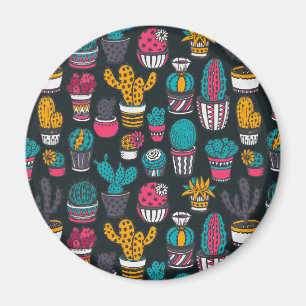 Hand gezeichneter Kaktus im Skizze-Art-Muster Magnet