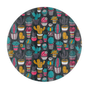 Hand gezeichneter Kaktus im Skizze-Art-Muster Schneidebrett