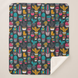 Hand gezeichneter Kaktus im Skizze-Art-Muster Sherpadecke