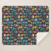 Hand gezeichneter Kaktus im Skizze-Art-Muster Sherpadecke (Vorderseite (Horizontal))