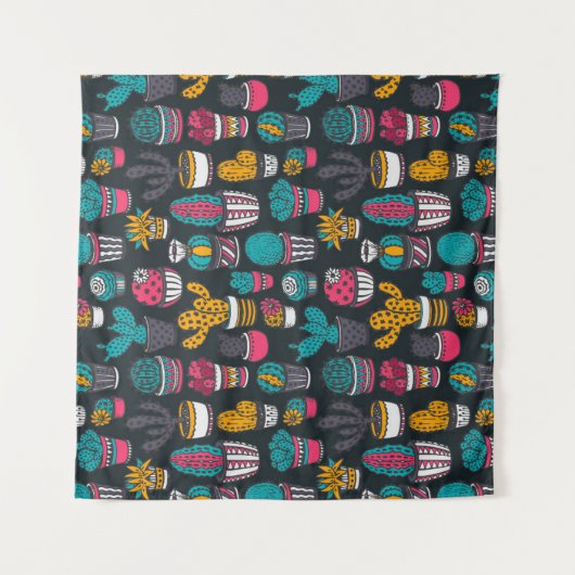 Hand gezeichneter Kaktus im Skizze-Art-Muster Wandteppich (Vorderseite)