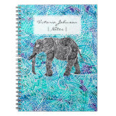 Hand gezeichneter Paisley boho Elefant-Blautürkis Notizblock (Vorderseite)