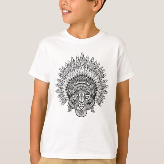 Hand gezeichneter Tiger in der Art T-Shirt (Vorderseite)