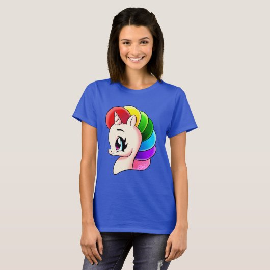 Hand gezeichneter Unicorn-Regenbogen-Krawatten-T - T-Shirt (Vorne ganz)