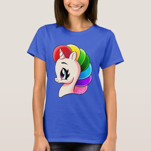 Hand gezeichneter Unicorn-Regenbogen-Krawatten-T - T-Shirt (Vorderseite)