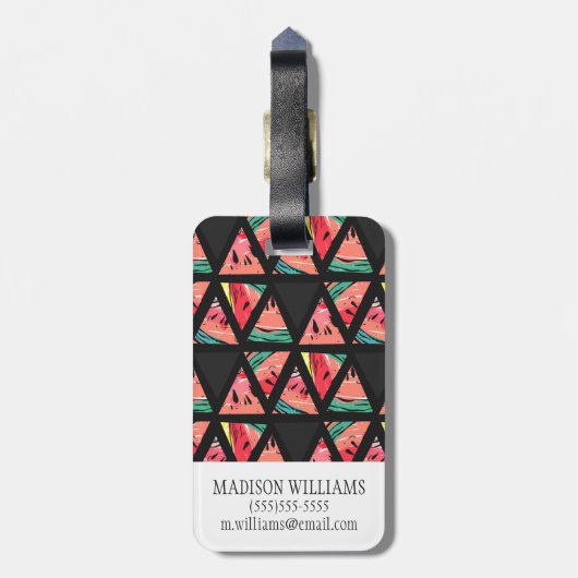 Hand gezeichnetes abstraktes Wassermelone-Muster Gepäckanhänger (Rückseite vertikal)