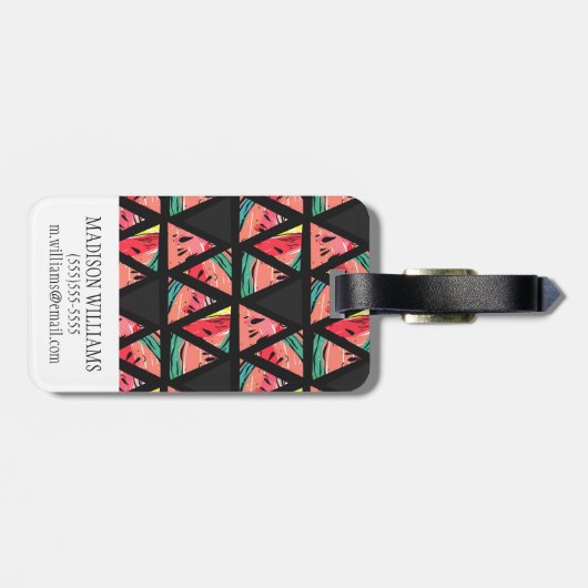 Hand gezeichnetes abstraktes Wassermelone-Muster Gepäckanhänger (Rückseite horizontal)