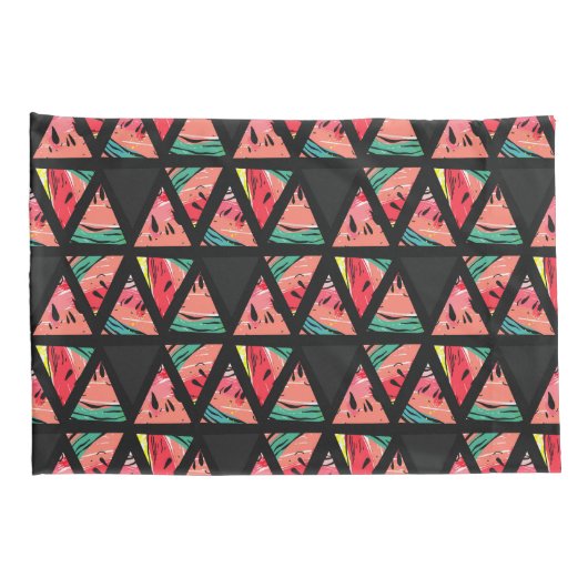 Hand gezeichnetes abstraktes Wassermelone-Muster Kissenbezug (Rückseite-Rechts)