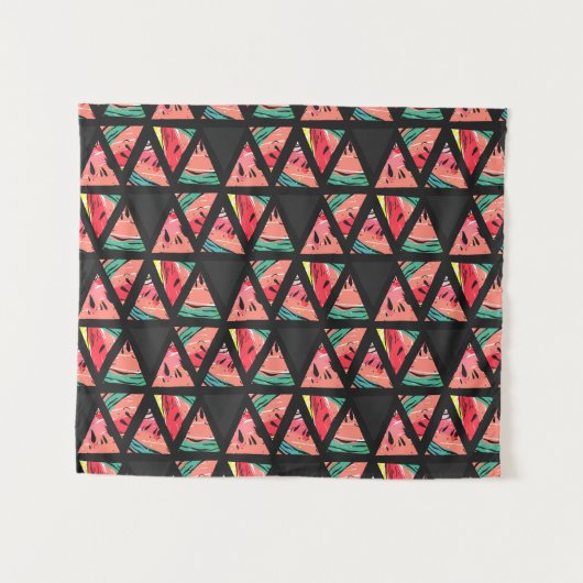 Hand gezeichnetes abstraktes Wassermelone-Muster Wandteppich (Vorderseite (Horizontal))