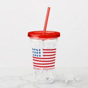 Hand gezeichnetes amerikanisches personalisiertes acryltrinkbecher