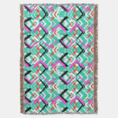 Hand gezeichnetes aquamarines Zickzack-Muster Decke (Vorderseite Vertikal)