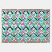 Hand gezeichnetes aquamarines Zickzack-Muster Decke (Vorderseite)