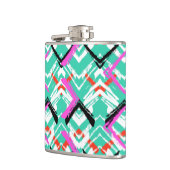 Hand gezeichnetes aquamarines Zickzack-Muster Flachmann (Links)