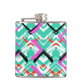 Hand gezeichnetes aquamarines Zickzack-Muster Flachmann (Vorderseite)