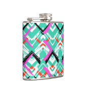 Hand gezeichnetes aquamarines Zickzack-Muster Flachmann (Rechts)