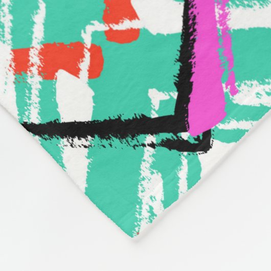 Hand gezeichnetes aquamarines Zickzack-Muster Fleecedecke (Ecke)