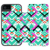 Hand gezeichnetes aquamarines Zickzack-Muster Incipio iPhone Geldbeutel-Hülle (Folio Geöffnet)