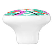 Hand gezeichnetes aquamarines Zickzack-Muster Keramikknauf (Seitenansicht)