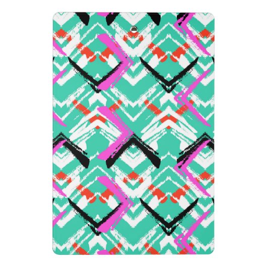 Hand gezeichnetes aquamarines Zickzack-Muster Mini Klemmbrett (Rückseite)