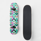 Hand gezeichnetes aquamarines Zickzack-Muster Skateboard (Vorderseite)