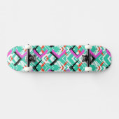 Hand gezeichnetes aquamarines Zickzack-Muster Skateboard (Horizontal)
