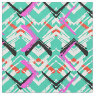 Hand gezeichnetes aquamarines Zickzack-Muster Stoff