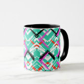 Hand gezeichnetes aquamarines Zickzack-Muster Tasse (VorderseiteRechts)
