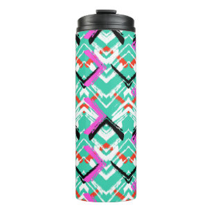 Hand gezeichnetes aquamarines Zickzack-Muster Thermosbecher