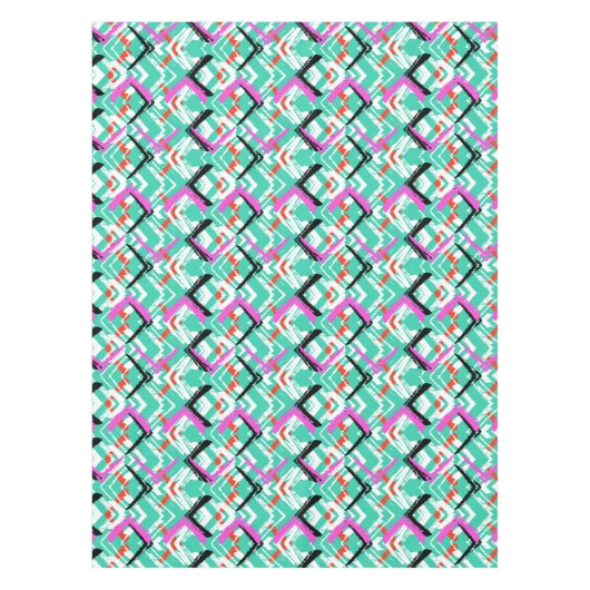 Hand gezeichnetes aquamarines Zickzack-Muster Tischdecke (Vorderseite)