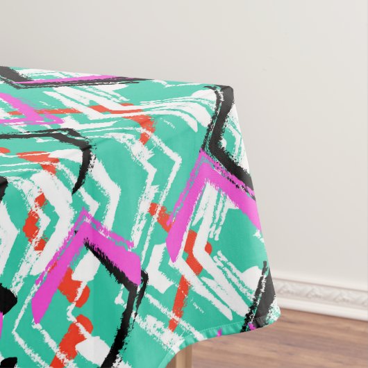 Hand gezeichnetes aquamarines Zickzack-Muster Tischdecke (Beispiel)