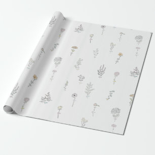 Hand gezeichnetes Blumenverpackungspapier Geschenkpapier