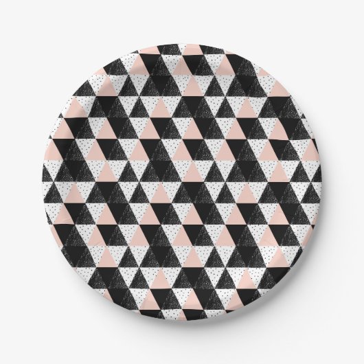 Hand gezeichnetes Dreieck-geometrisches Muster Pappteller (Vorderseite)