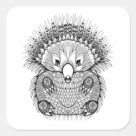 Hand gezeichnetes Echidna-Gekritzel Quadratischer Aufkleber (Vorderseite)