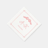 Hand gezeichnetes Französisch-rosa-Hochzeitsmonogr Serviette (Ecke)