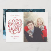 Hand gezeichnetes fröhliche Kuss-rotes Feiertagskarte (Vorne/Hinten)