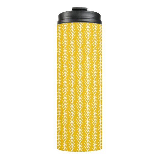 Hand gezeichnetes Goldweizen-Muster Thermosbecher (Vorderseite)