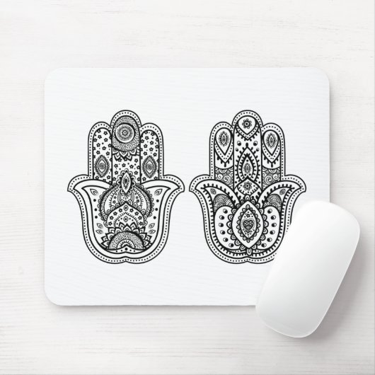 Hand gezeichnetes Hamsa mit Verzierungen Mousepad (Mit Mouse)