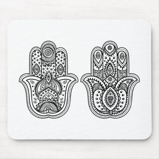 Hand gezeichnetes Hamsa mit Verzierungen Mousepad (Vorne)