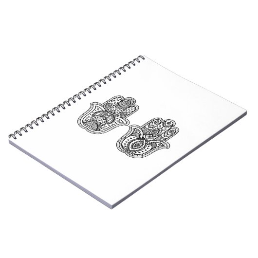 Hand gezeichnetes Hamsa mit Verzierungen Notizblock (Linke Seite)